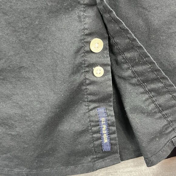 US Polo Assn Button Down Short Sleeve Shirt Size Small Stretch Black - Picture 5 of 8
